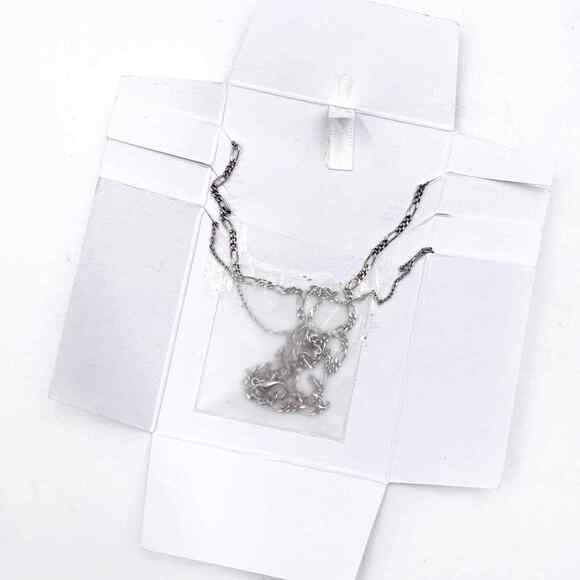 Melrose Design Cross Necklace Silver Plated Layered Cuban Chain Pave - Picture 4 of 5